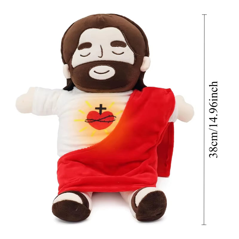 RhodesDavis 38CM Breathing Jesus Plush Toy Baby Soothing Jesus Doll Four-Gear Adjustment Children Music Sleep Companion Christmas Toy Gifts