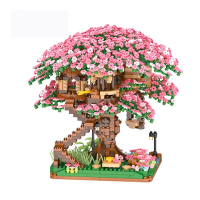 RhodesDavis Mini Sakura Tree House 2138Pcs Build Block City Street View Cherry Blossom Model Building Blocks Toys Children Gifts