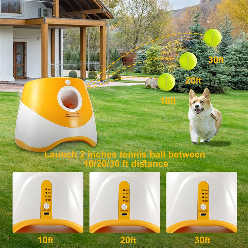 RhodesDavis Automatic Dog Tennis Launcher - Interactive Mini Tennis Throwing Machine for Pets, Rechargeable Catapult Toy