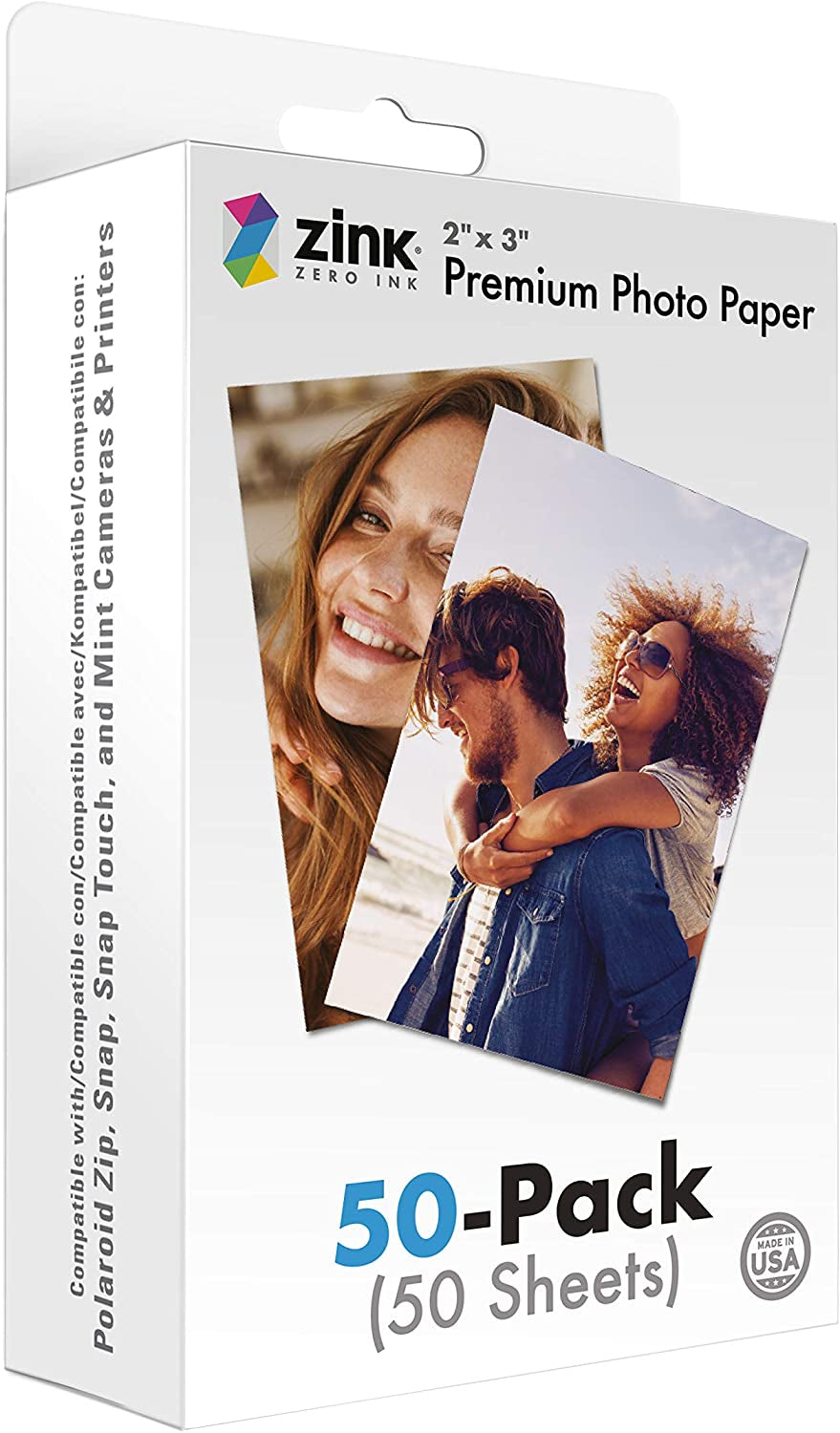 RhodesDavis Premium Instant Photo Paper 2" x 3" (50 Pack) Compatible with Polaroid Snap, Snap Touch, Zip, and Mint Cameras and Printers