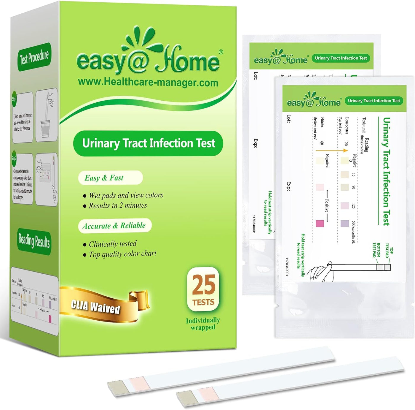 RhodesDavis Urinary Tract Infection Test Strips - 10 Individual Pouches, FSA Eligible UTI Urine Testing Kit for Leukocytes and Nitrite Detection (UTI-10P)