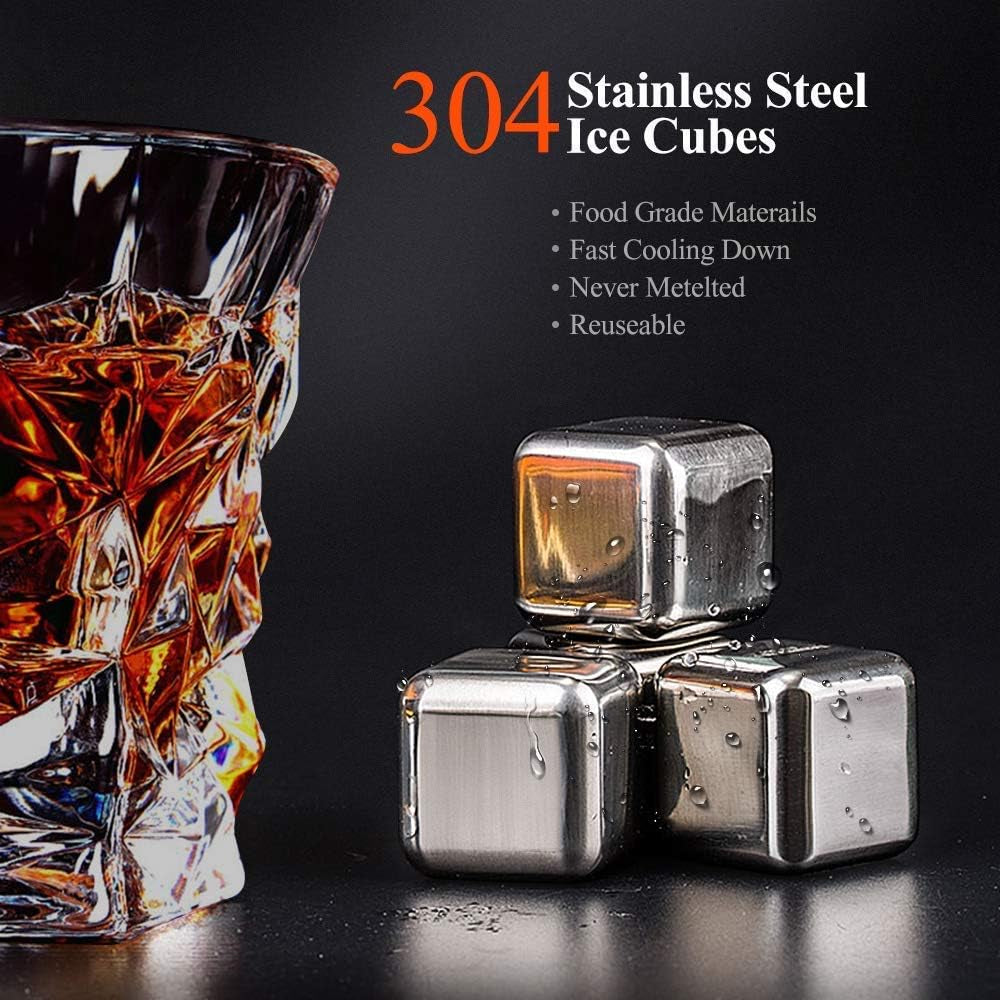 RhodesDavis Whiskey Gifts for Men Dad, Whiskey Glasses Set with 8 Reusable Whiskey Stones, Drinking Gifts for Boyfriend Him, Cool Whiskey Gifts for Birthday House Warming Anniversary Christmas, 11Oz