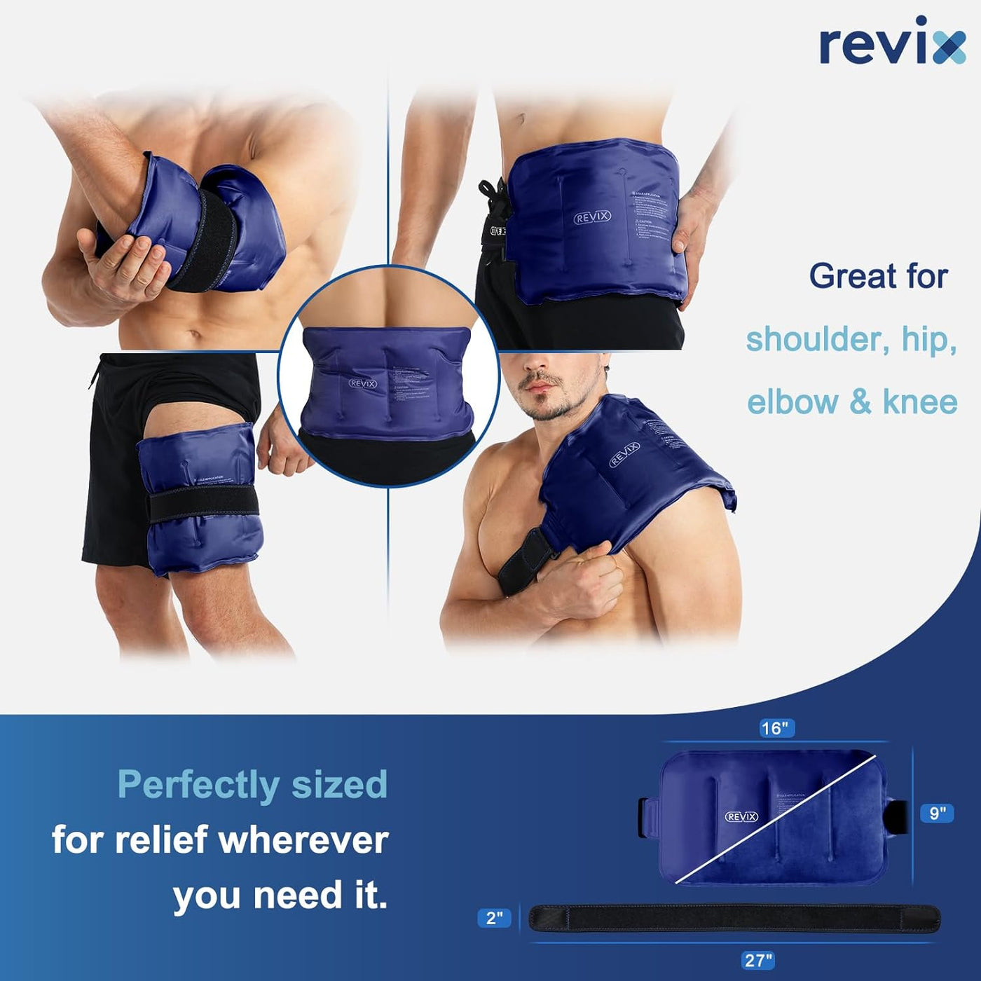 RhodesDavis Ice Pack for Injuries Reusable Gel for Lower Back Pain Relief, Cold Packs for Back Shoulder, Hip, Wrap around Entire Knee, Cold Compress Reduce Swelling, Bruises,16 × 9 "