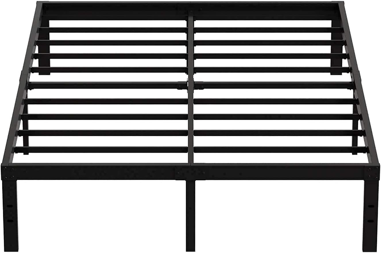 RhodesDavis King Size Heavy Duty Metal Platform Bed Frame - 14 Inch with Steel Slat Support, No Box Spring Required, Easy Assembly, Noise-Free Design, Under Bed Storage, Black Finish