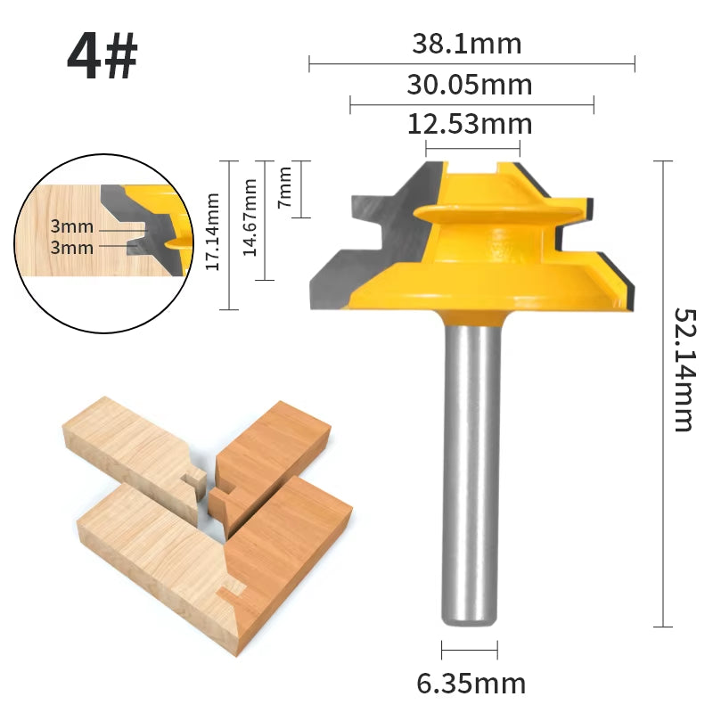 RhodesDavis 1PC 45° Degree Lock Miter Router Bit Woodworking Milling Cutter for Wood Tools