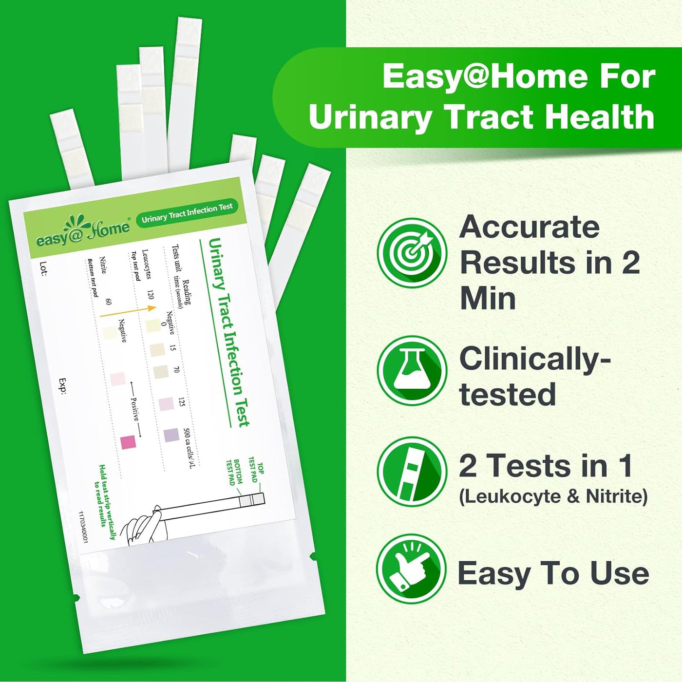 RhodesDavis Urinary Tract Infection Test Strips - 10 Individual Pouches, FSA Eligible UTI Urine Testing Kit for Leukocytes and Nitrite Detection (UTI-10P)