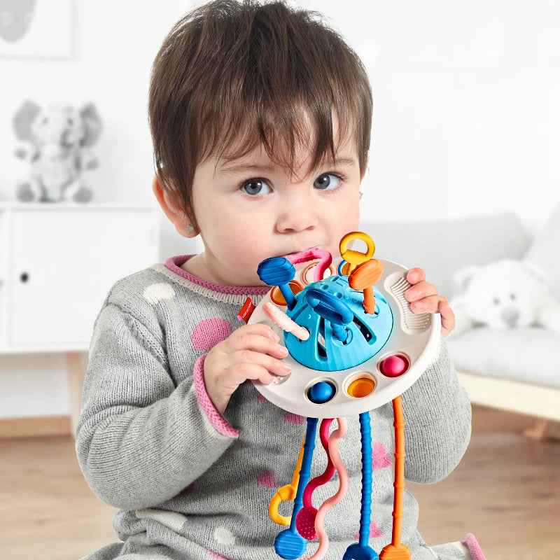 RhodesDavis Baby Montessori Toys Pull String Sensory Toys Baby 6 12 Months Silicone Develop Teething Activity Toys for Kids Educational Toys