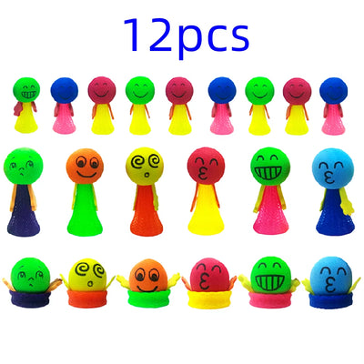 RhodesDavis 12Pcs Fun Bouncing Doll Games Kids Party Goodies Toys Birthday Gifts Souvenir Pinata Filler Kindergarten School Reward Toys Bag