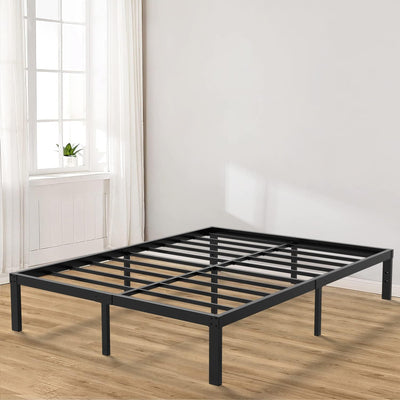 RhodesDavis King Size Heavy Duty Metal Platform Bed Frame - 14 Inch with Steel Slat Support, No Box Spring Required, Easy Assembly, Noise-Free Design, Under Bed Storage, Black Finish