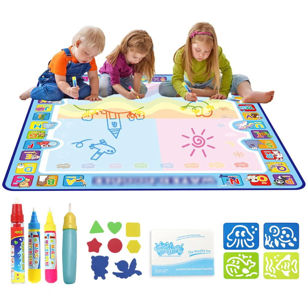 RhodesDavis Magic Water Drawing Mat Coloring Doodle Mat with Magic Pens Montessori Toys Painting Board Educational Toys for Kids