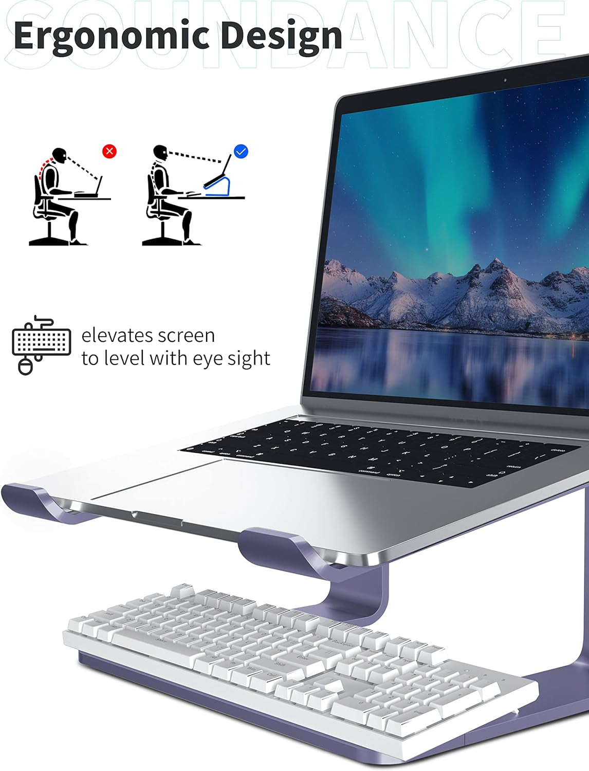 RhodesDavis Laptop Stand, Aluminum Computer Riser, Ergonomic Laptops Elevator for Desk, Metal Holder Compatible with 10 to 15.6 Inches Notebook Computer, Purple