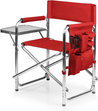 RhodesDavis Sports Chair with Side Table, Camping Chair, Beach Chair, Camp Chair for Adults (Red)