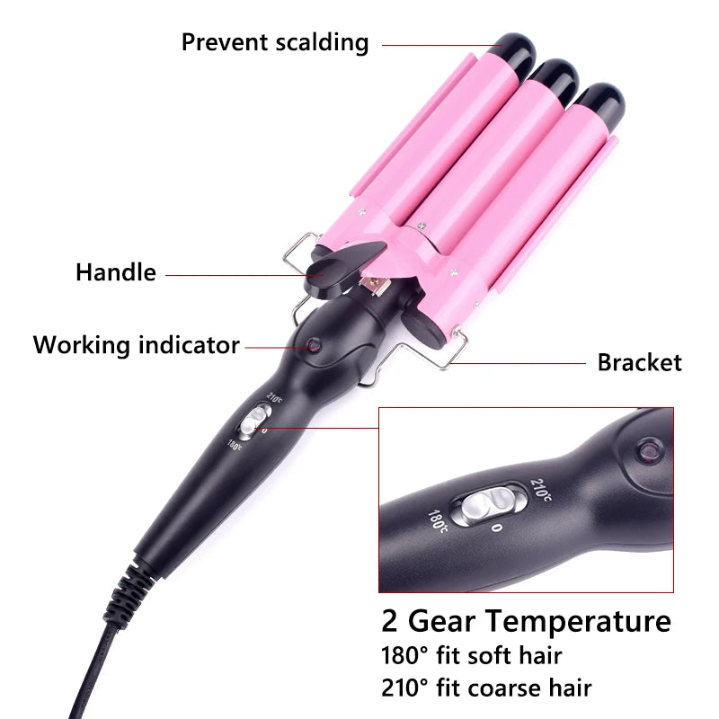 RhodesDavis Professional Hair Curling Iron Ceramic Triple Barrel Hair Curler Irons Hair Wave Waver Styling Tools Hair Styler Wand