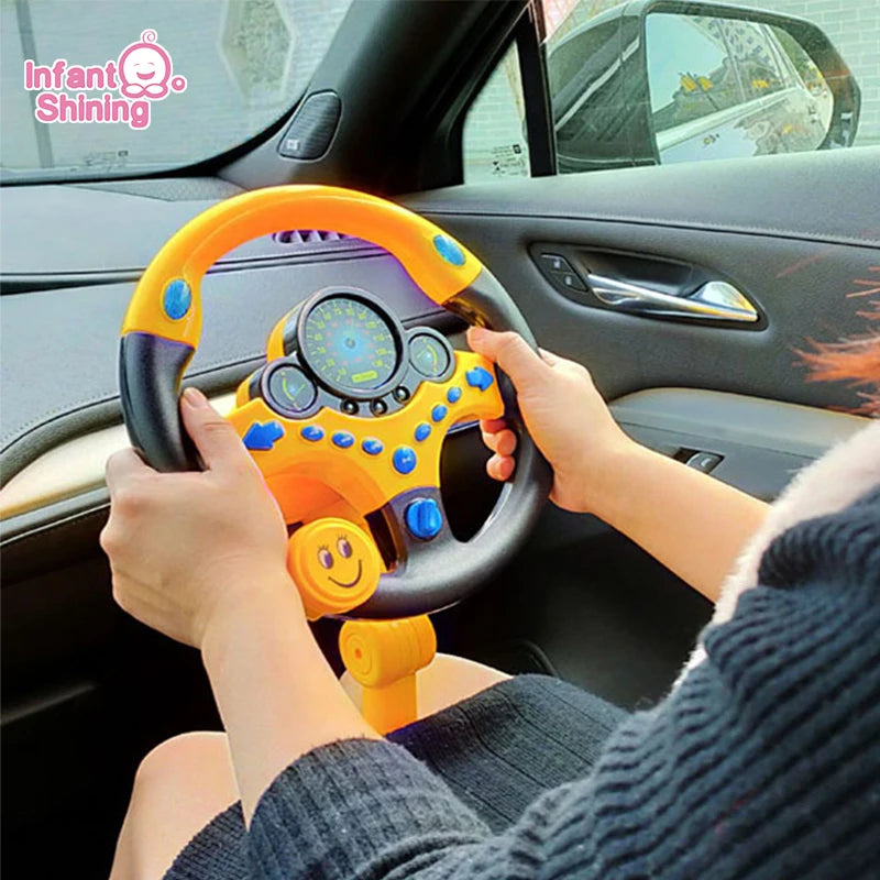 RhodesDavis Infant Shining Eletric Simulation Steering Wheel Toy with Light Sound Kids Early Educational Stroller Steering Wheel Vocal Toys