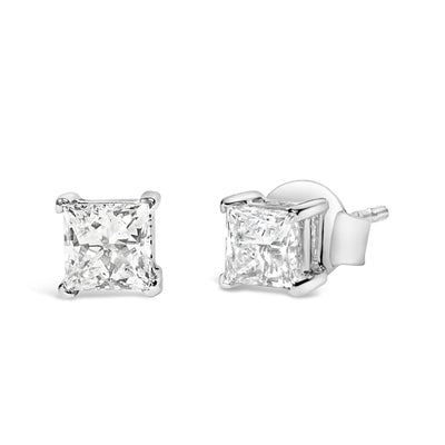 Regal 14K White Gold Princess Diamond Studs