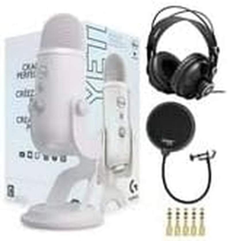 RhodesDavis Yeti USB Microphone Bundle in Blackout with Knox Gear Headphones and Pop Filter (3-Piece Set)