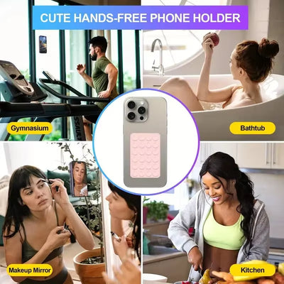 RhodesDavis Multifunctional Silicone Suction Phone Holder Mat - Anti-Slip Wall Mount with Single-Sided Case Attachment and Adhesive Backing