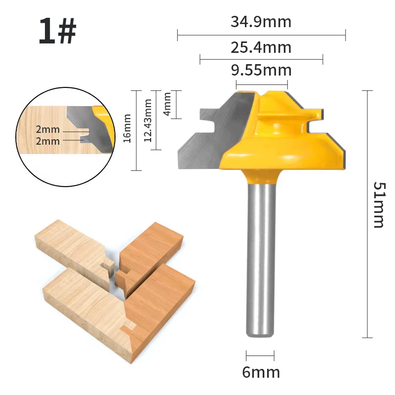 RhodesDavis 1PC 45° Degree Lock Miter Router Bit Woodworking Milling Cutter for Wood Tools