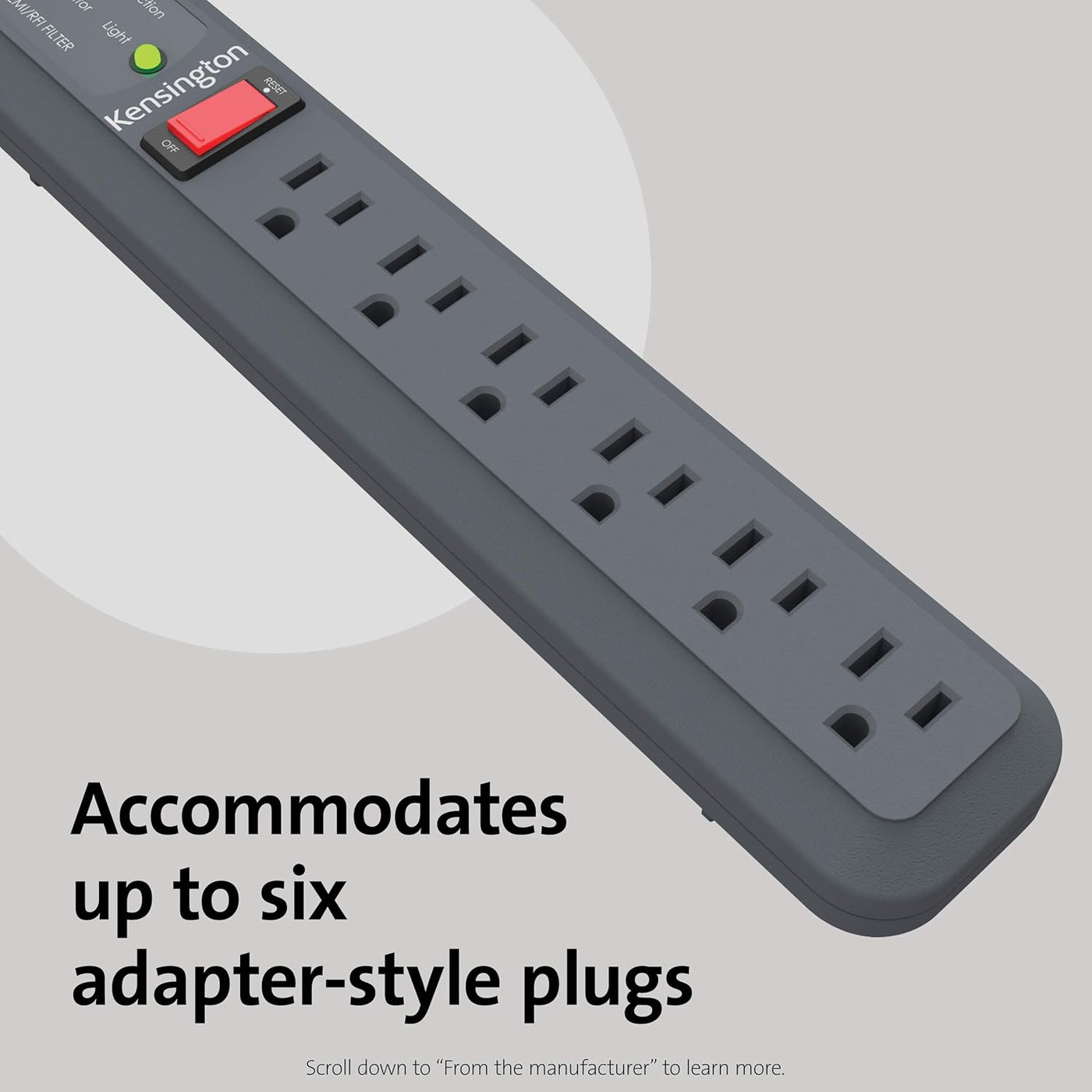 RhodesDavis Guardian 6-Outlet Power Strip with 15-Foot Surge Protector and 540 Joules, Black (K38215Na)