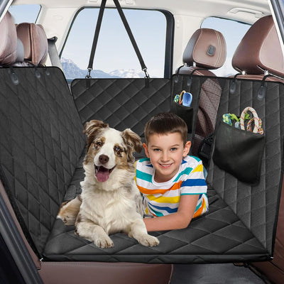 RhodesDavis Dog Car Seat Cover for Back Seat,Waterproof Hammock with Mesh Window, Anti-Scratch Nonslip Car Seat Protector for Dogs, 600D Heavy Duty Dog Seat Cover for Cars Trucks and Suvs