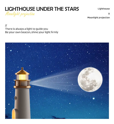 RhodesDavis Moon Projection Lighthouse Night Lights Motion Sensor Dimmable Timing Ambient Night Lamp Bluetooth Music Christmas Birthday Gift