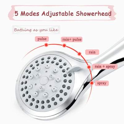 RhodesDavis High Pressure Shower Head 5 Settings Handheld Shower Heads Spray With 5 FT Hose