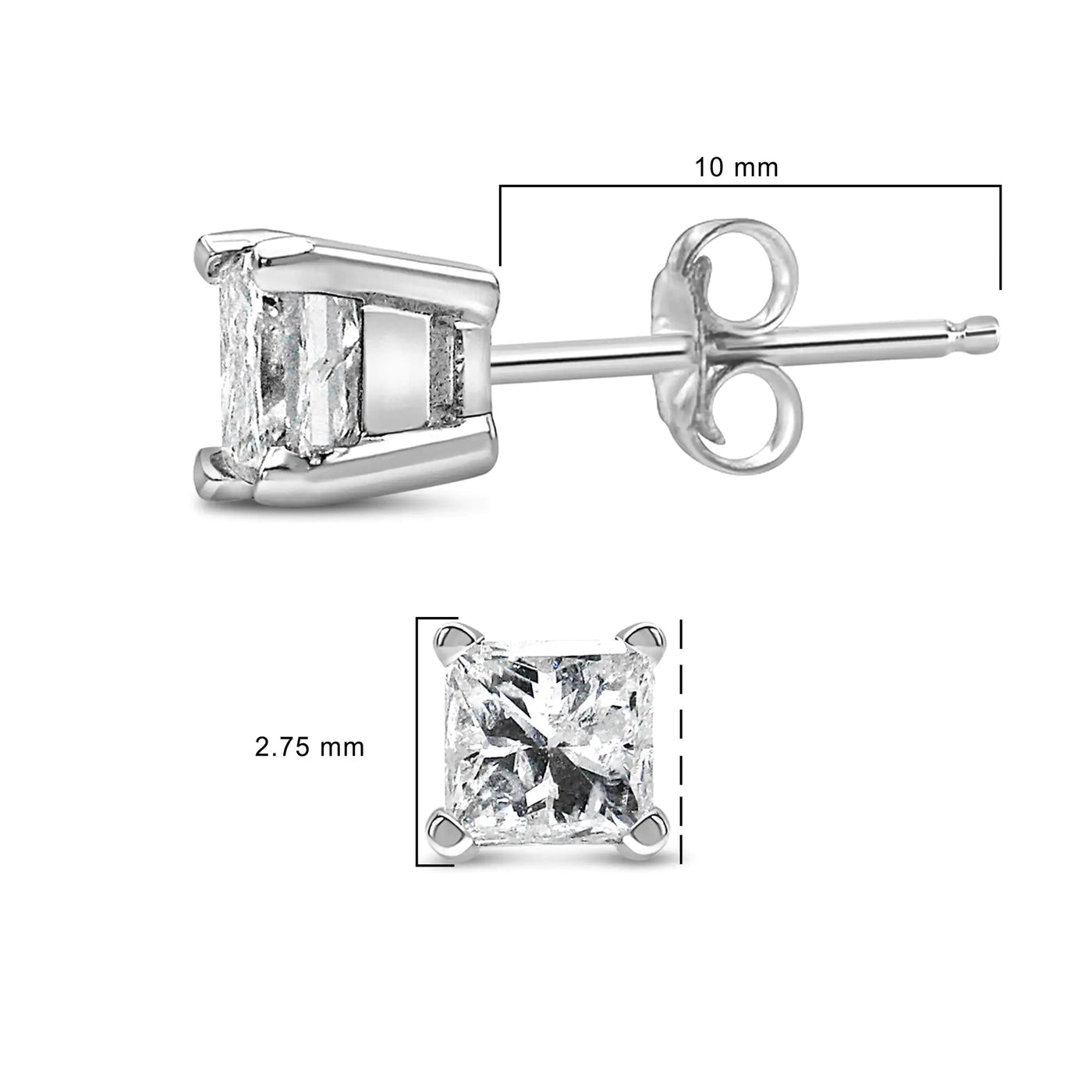 RhodesDavis Regal 14K White Gold Princess Diamond Studs