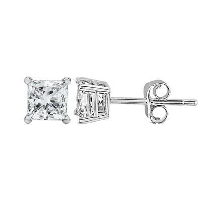 RhodesDavis Regal 14K White Gold Princess Diamond Studs