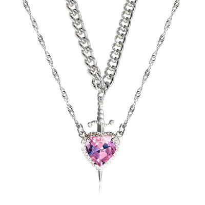 RhodesDavis Heart & Sword Couple Necklace Set