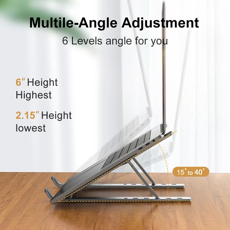 RhodesDavis Aluminum Alloy Laptop Holder Stand Adjustable Foldable Portable for Notebook Computer Bracket Lifting Cooling Holder Non-Slip