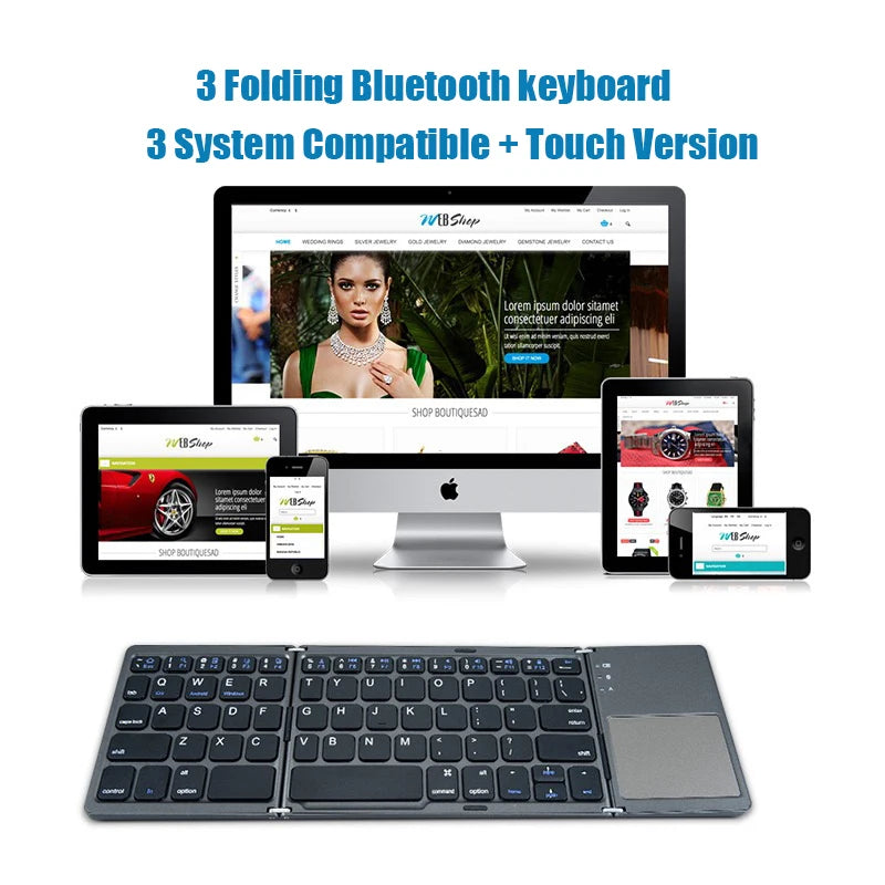 RhodesDavis Wireless Folding Keyboard Bluetooth Keyboard with Touchpad for Windows, Android, Ios,Phone,Multi-Function Button Mini Keyboard