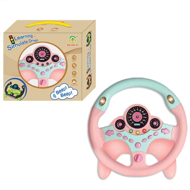 RhodesDavis Infant Shining Eletric Simulation Steering Wheel Toy with Light Sound Kids Early Educational Stroller Steering Wheel Vocal Toys