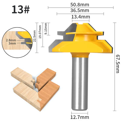 RhodesDavis 1PC 45° Degree Lock Miter Router Bit Woodworking Milling Cutter for Wood Tools