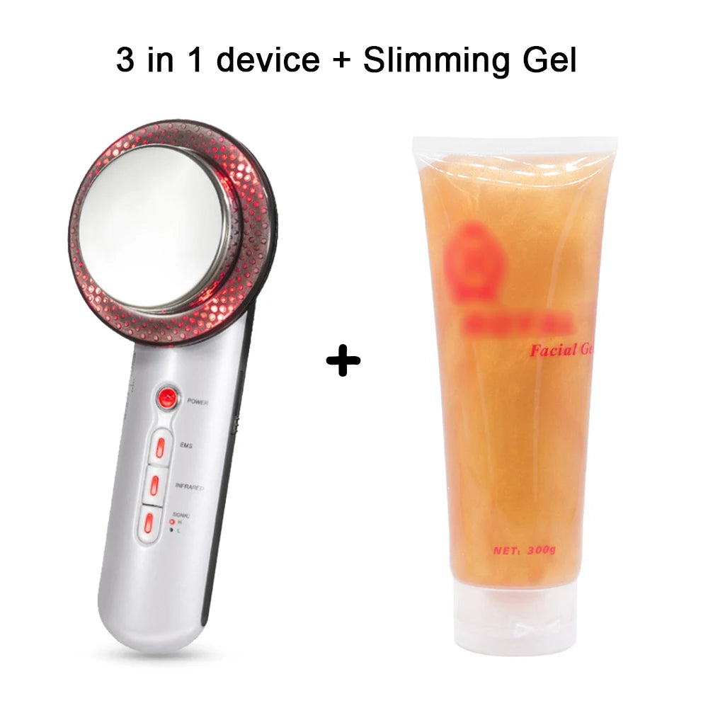 RhodesDavis 3 in 1 Cavitation Ultrasonic Machine Weight Loss Microcurrent EMS Body Slimming Massager Fat Burner Cream Gel