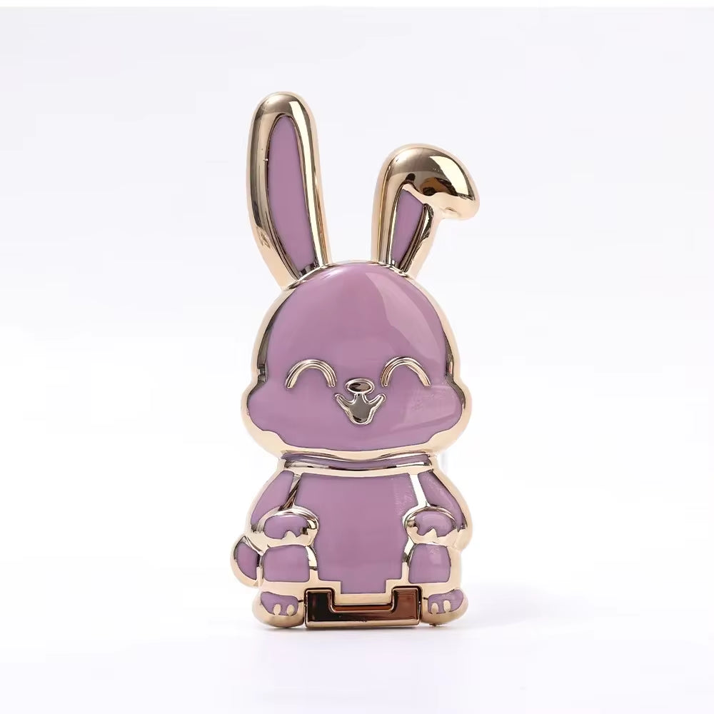 RhodesDavis Cartoon Rabbit Finger Ring Phone Holder - Slim, Foldable Adhesive Stand with Retractable Support Frame