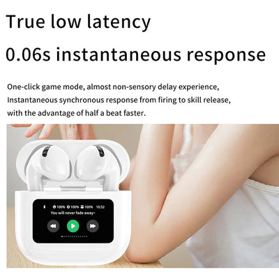 RhodesDavis A12 Pro ENC Noise Cancellation Earphone TWS Wireless Earbuds with Touch Control LCD Screen Equalizer Super Bass Premium Sound