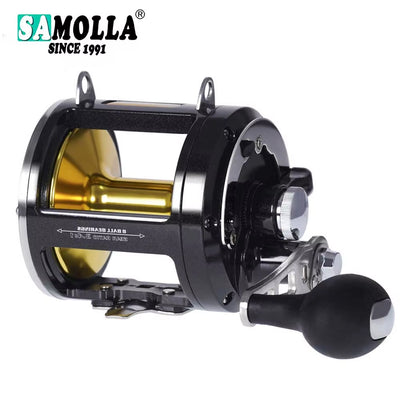 RhodesDavis Professional Trolling Drum Fishing Reel with All-Aluminum Alloy Body and 30KG Drag for Sea Saltwater Jigging and Boating Accessory