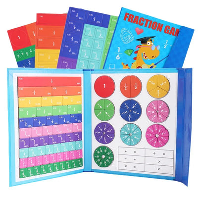 RhodesDavis Magnetic Fraction Learning Math Toy Montessori Arithmetic Teaching Aids Wooden Book Educational Toys for Children Christmas Gift