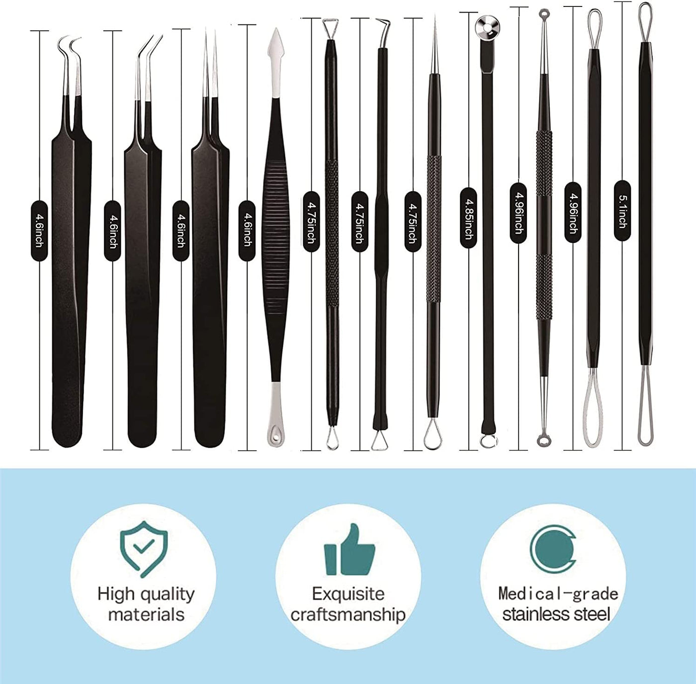 RhodesDavis Ultimate Pimple Popper Tool Kit - 11 Piece Blackhead Remover Set with Durable Metal Case for Effortless Extraction of Blackheads, Pimples, Whiteheads & Zit Removal on Face and Nose