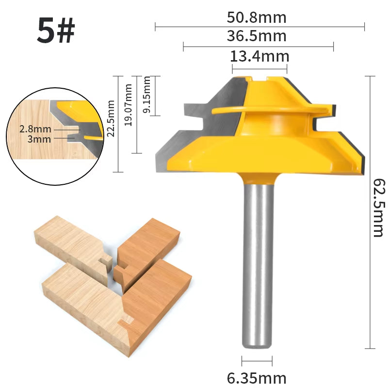 RhodesDavis 1PC 45° Degree Lock Miter Router Bit Woodworking Milling Cutter for Wood Tools