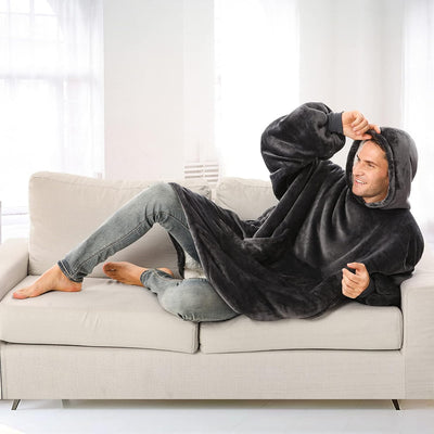 RhodesDavis Wearable Blanket Hoodie, Oversized Sherpa Hooded Blanket Sweatshirt, Super Warm and Cozy Hoodie Blanket for Women Men Adults