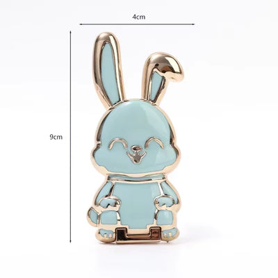 RhodesDavis Cartoon Rabbit Finger Ring Phone Holder - Slim, Foldable Adhesive Stand with Retractable Support Frame