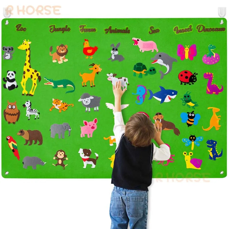 RhodesDavis Felt Board Stories Set Montessori Ocean Farm Insect Animal Family Interactive Preschool Early Learning Toddlers Toys for Child