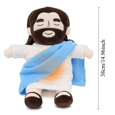 RhodesDavis 38CM Breathing Jesus Plush Toy Baby Soothing Jesus Doll Four-Gear Adjustment Children Music Sleep Companion Christmas Toy Gifts