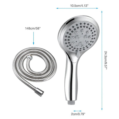 RhodesDavis High Pressure Shower Head 5 Settings Handheld Shower Heads Spray With 5 FT Hose