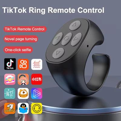 RhodesDavis 2024 Bluetooth Tiktok Remote Control Ring Gadget Flipping Selfie Fingertip Controller Give Likes 4 Buttons 10M for Iphone Xiaomi