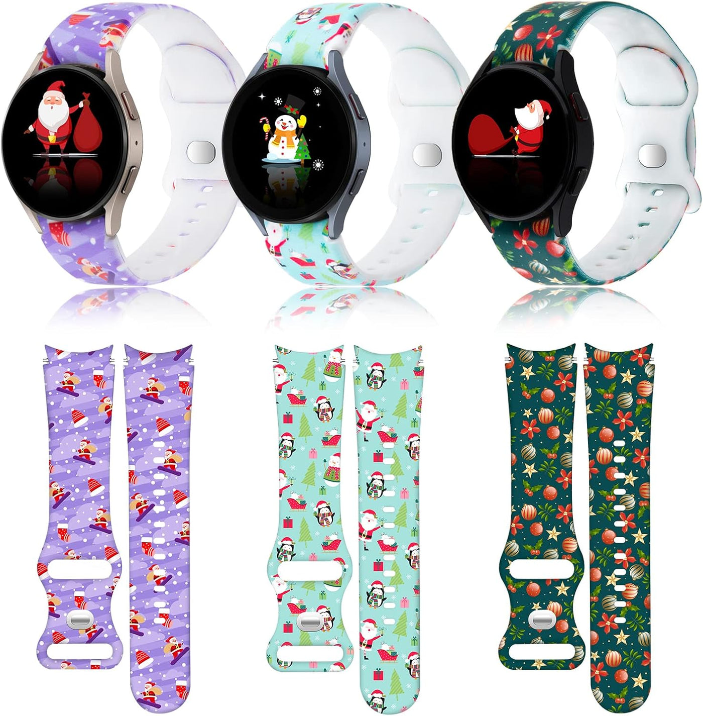 RhodesDavis Valentine's Day Inspired Watch Band Set for Samsung Galaxy Watch 6/5/4 (40mm, 44mm), Galaxy Watch 5 Pro (45mm), and Watch 4 Classic (42mm, 46mm) - 20mm Soft Silicone Wristbands for Women and Men, 3 Pack