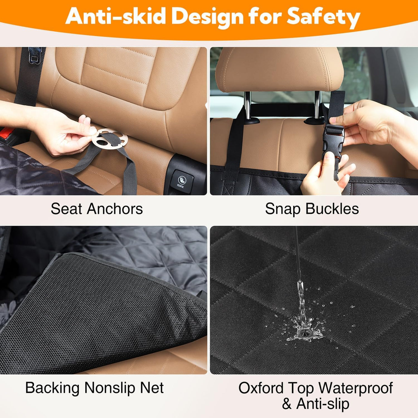 RhodesDavis Dog Car Seat Cover for Back Seat,Waterproof Hammock with Mesh Window, Anti-Scratch Nonslip Car Seat Protector for Dogs, 600D Heavy Duty Dog Seat Cover for Cars Trucks and Suvs