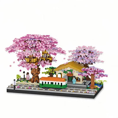 RhodesDavis Mini Sakura Tree House 2138Pcs Build Block City Street View Cherry Blossom Model Building Blocks Toys Children Gifts