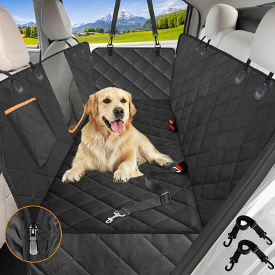 RhodesDavis Dog Car Seat Cover for Back Seat,Waterproof Hammock with Mesh Window, Anti-Scratch Nonslip Car Seat Protector for Dogs, 600D Heavy Duty Dog Seat Cover for Cars Trucks and Suvs